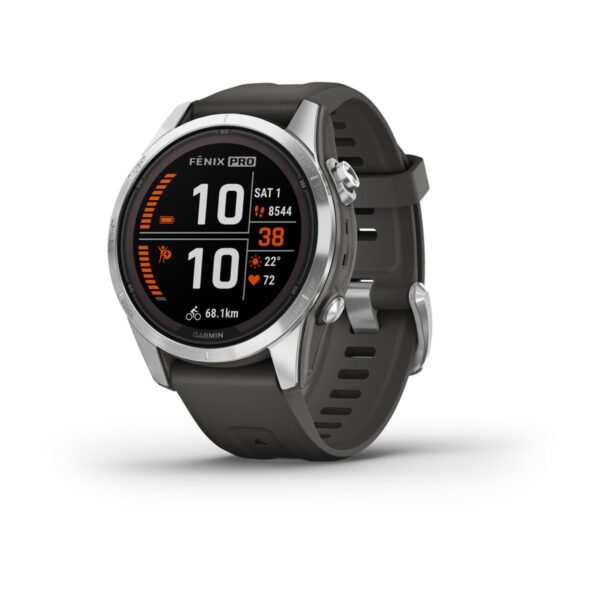 Fēnix® 7S Pro Solar Edition | Silber mit grauem Armband